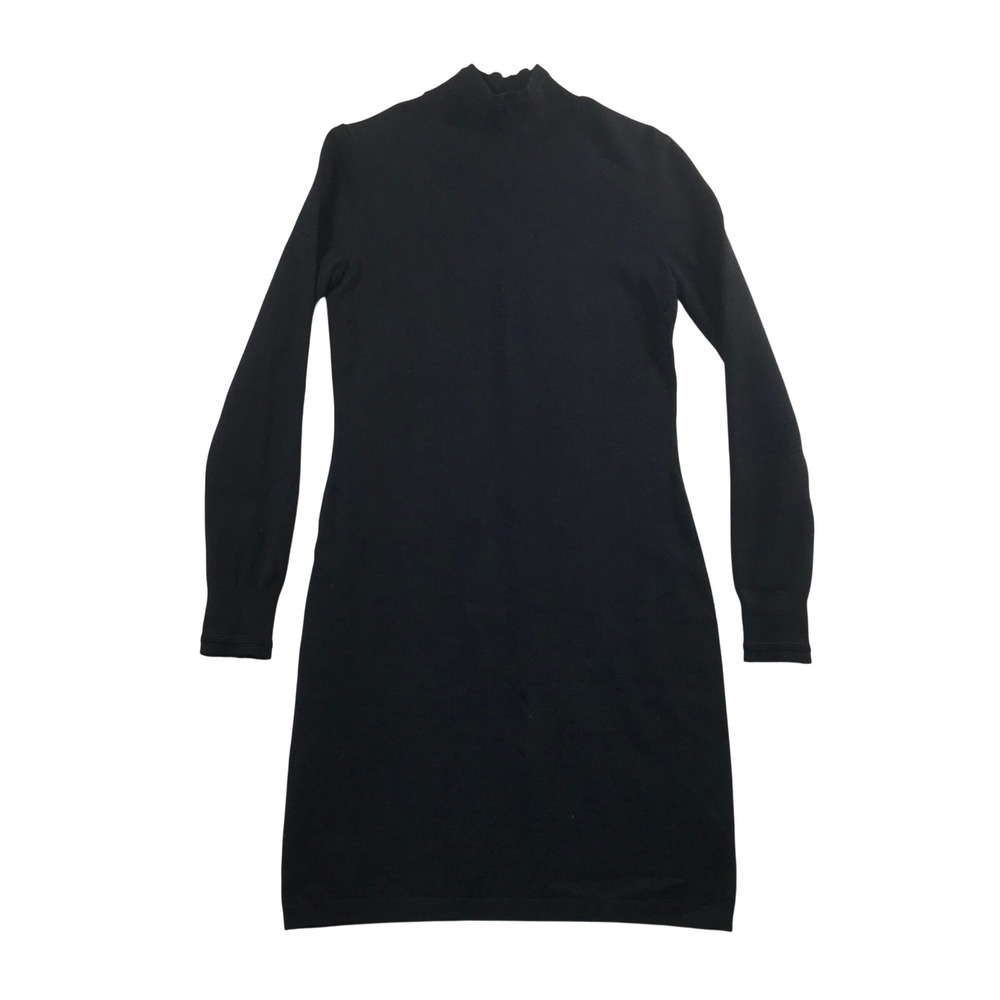 THEORY Black Mock Neck Long Sleeve Knit Sweater Dress Mini Small